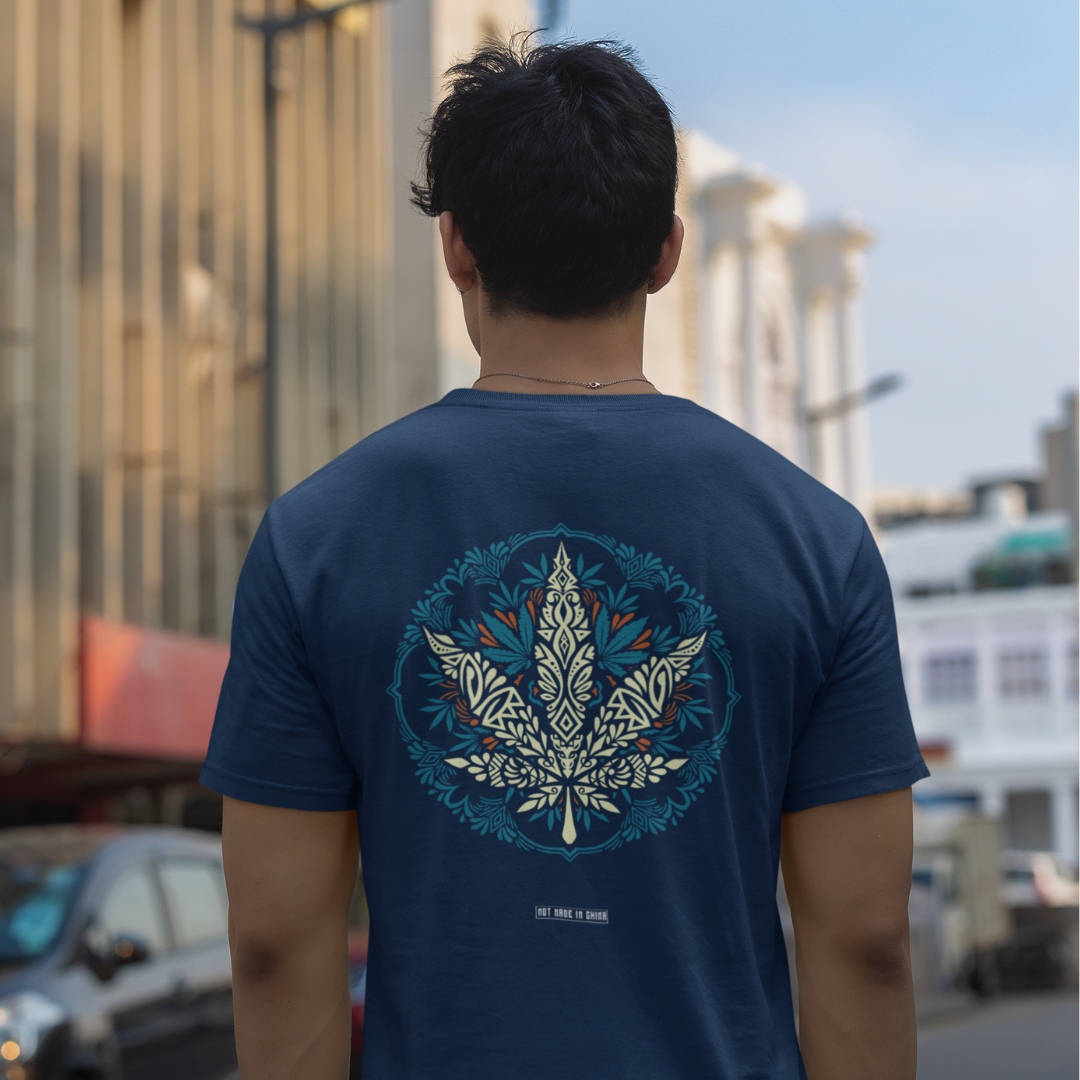 Mandala W Front & Back Graphic Polycotton Single Jersey Unisex T-Shirt Regular Fit Everyday Casual Wear