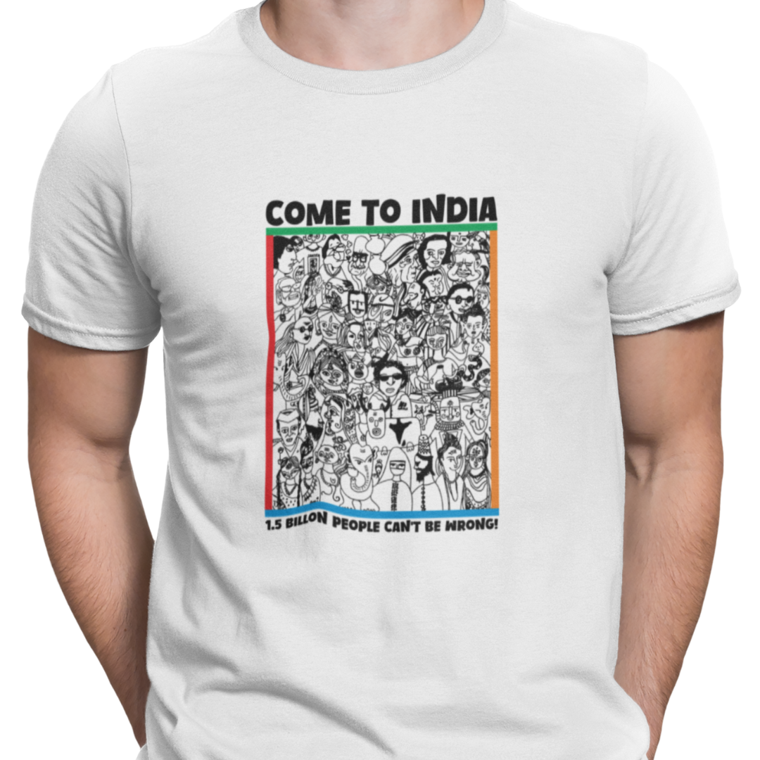 Come to India – Tantra Original Brand Since 1997 – Unisex Cotton Tee – Culture-Inspired Everyday Wear - Shipping Globally!