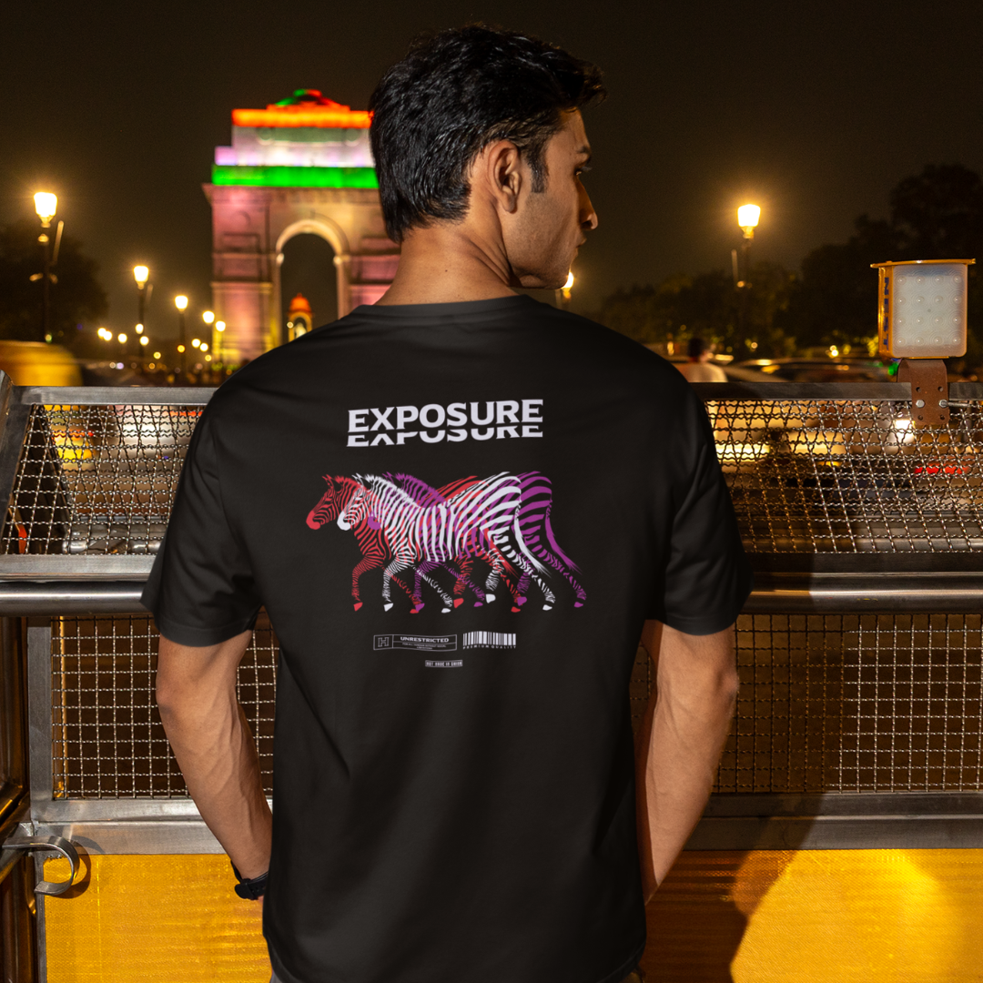 Exposure Front & Back Graphic Polycotton Single Jersey Unisex T-Shirt Regular Fit Everyday Casual Wear