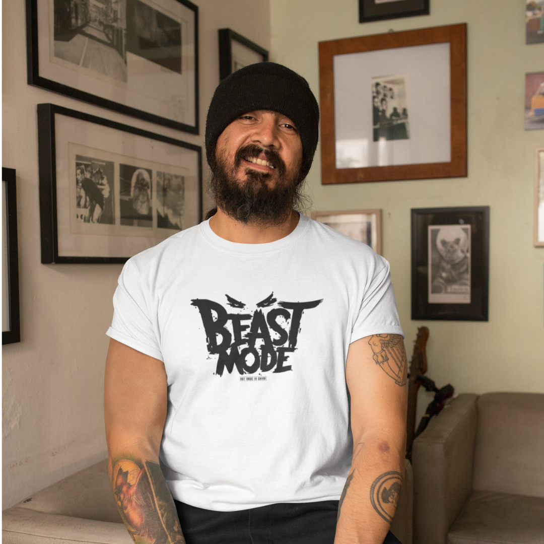 Beast Mode Front & Back Graphic Polycotton Single Jersey Unisex T-Shirt Regular Fit Everyday Casual Wear