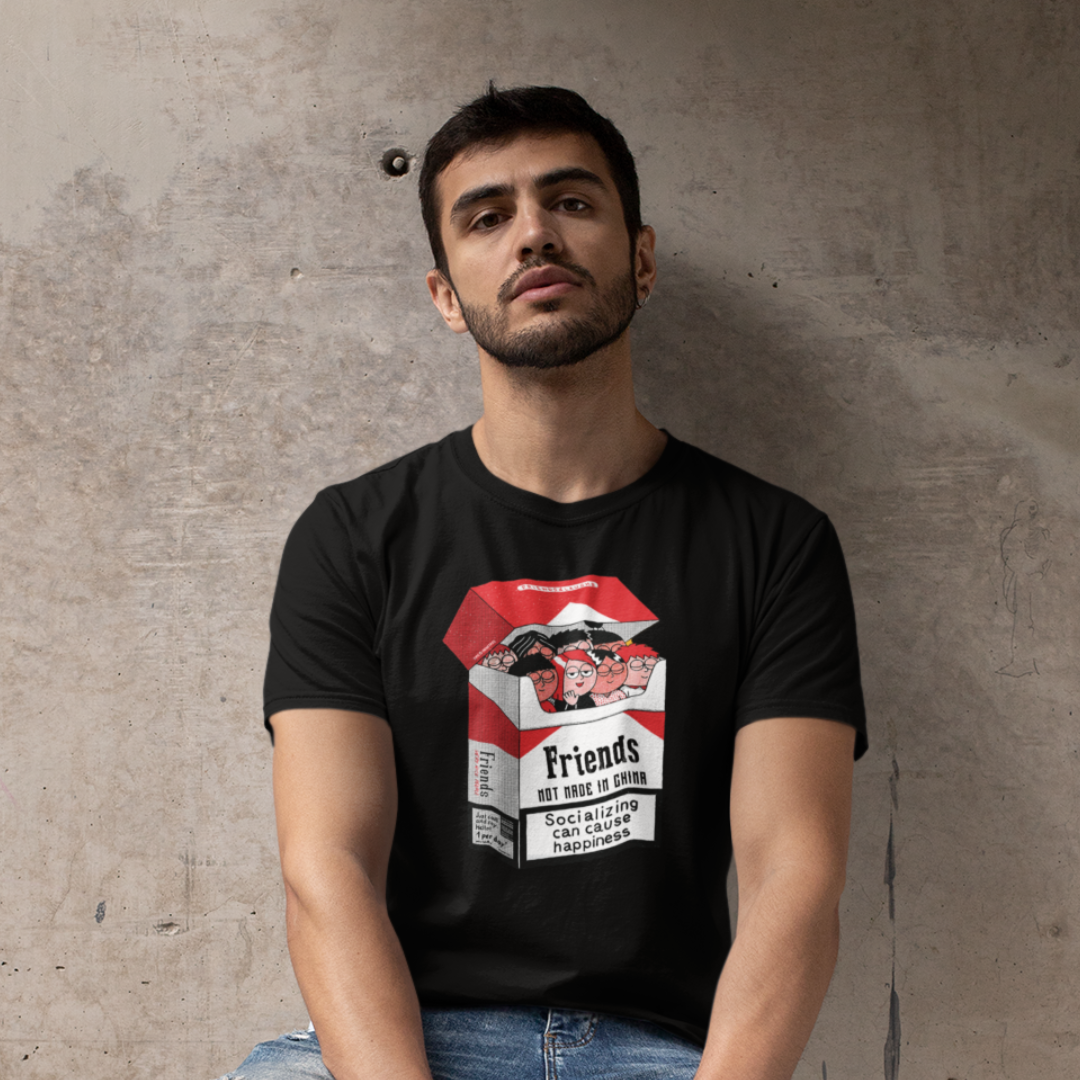 Friends & Laughs Front & Back Graphic Polycotton Single Jersey Unisex T-Shirt Regular Fit Everyday Casual Wear