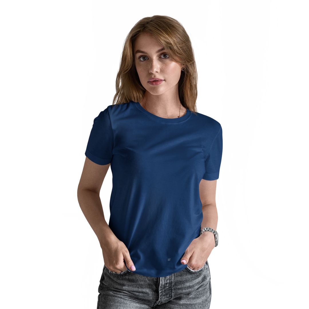 Women’s Navy Blue Plain Tee – Tantra Original Since 1997 – 100% Cotton Everyday Wear – Shipping Globally!