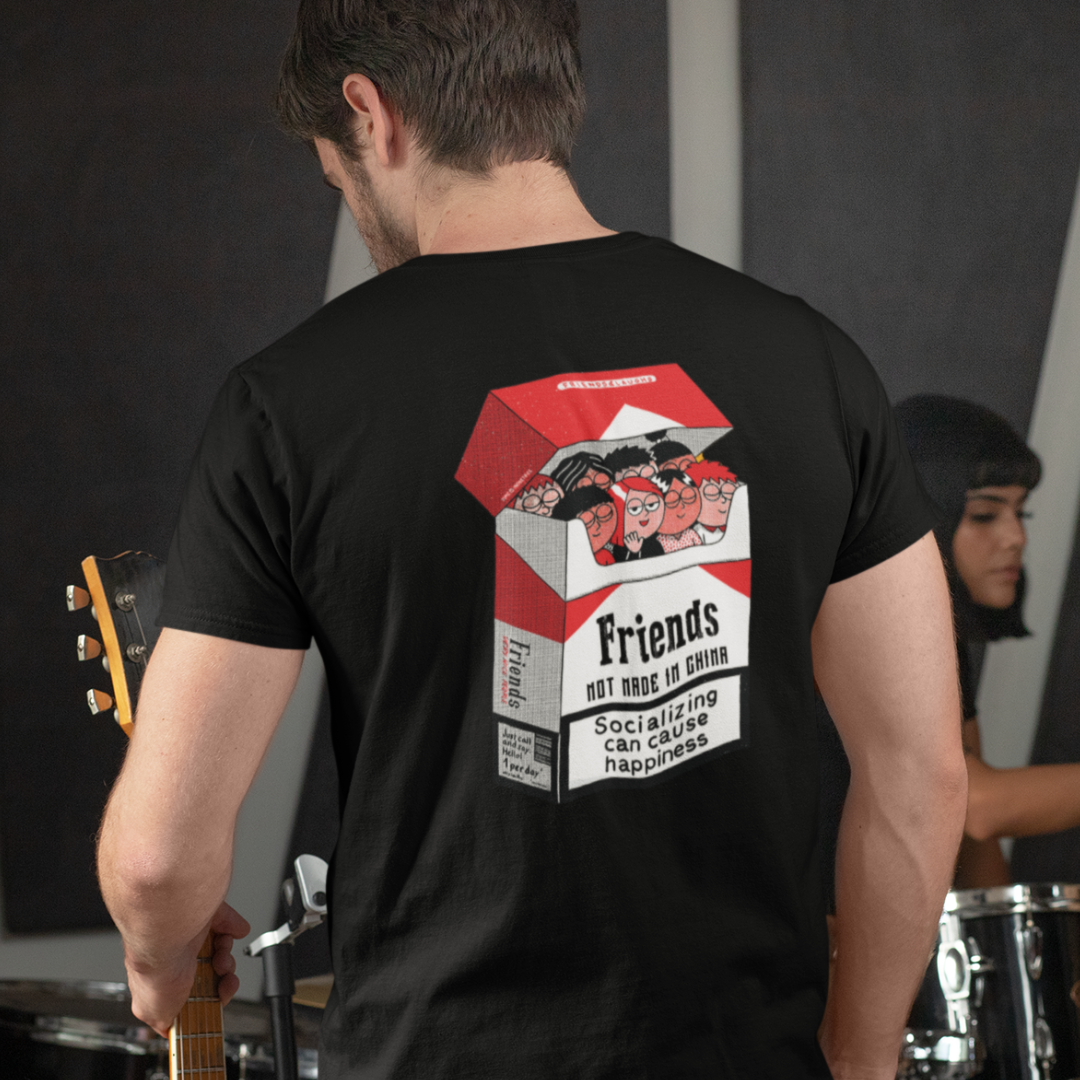 Friends & Laughs Front & Back Graphic Polycotton Single Jersey Unisex T-Shirt Regular Fit Everyday Casual Wear