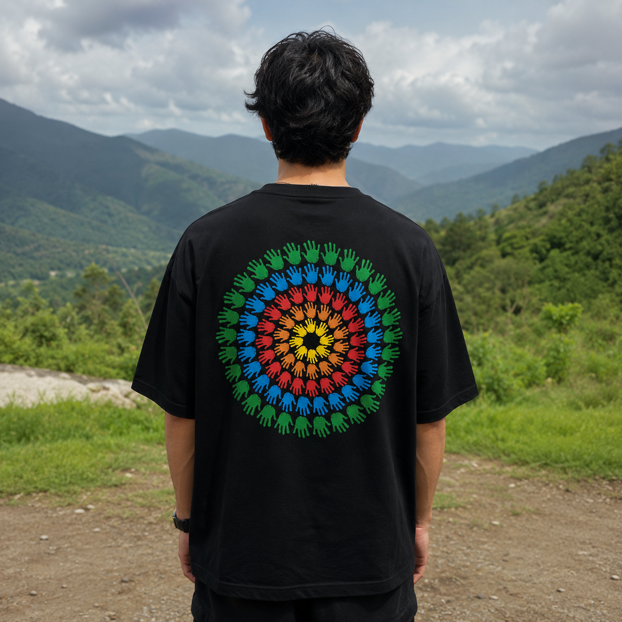 96 Blessings Oversized Back Print Cotton Men's T-Shirt Casual Wear Tantra Original Since 1997