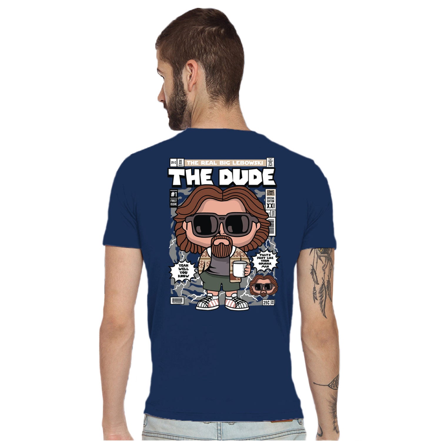 The Dude  Back Print – Tantra Original Brand Since 1997 – Unisex Cotton Tee Everyday Wear - Shipping Globally!