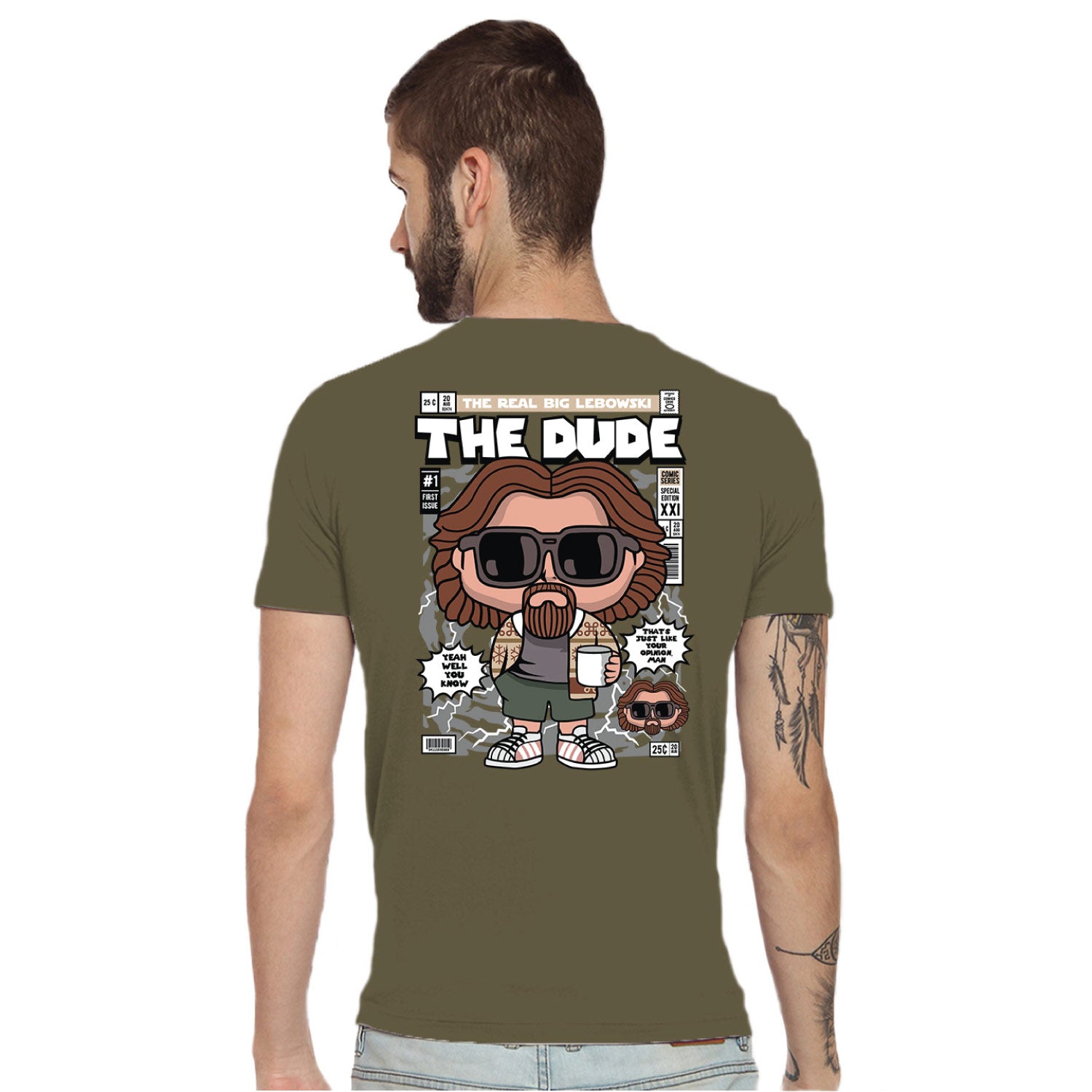 The Dude  Back Print – Tantra Original Brand Since 1997 – Unisex Cotton Tee Everyday Wear - Shipping Globally!