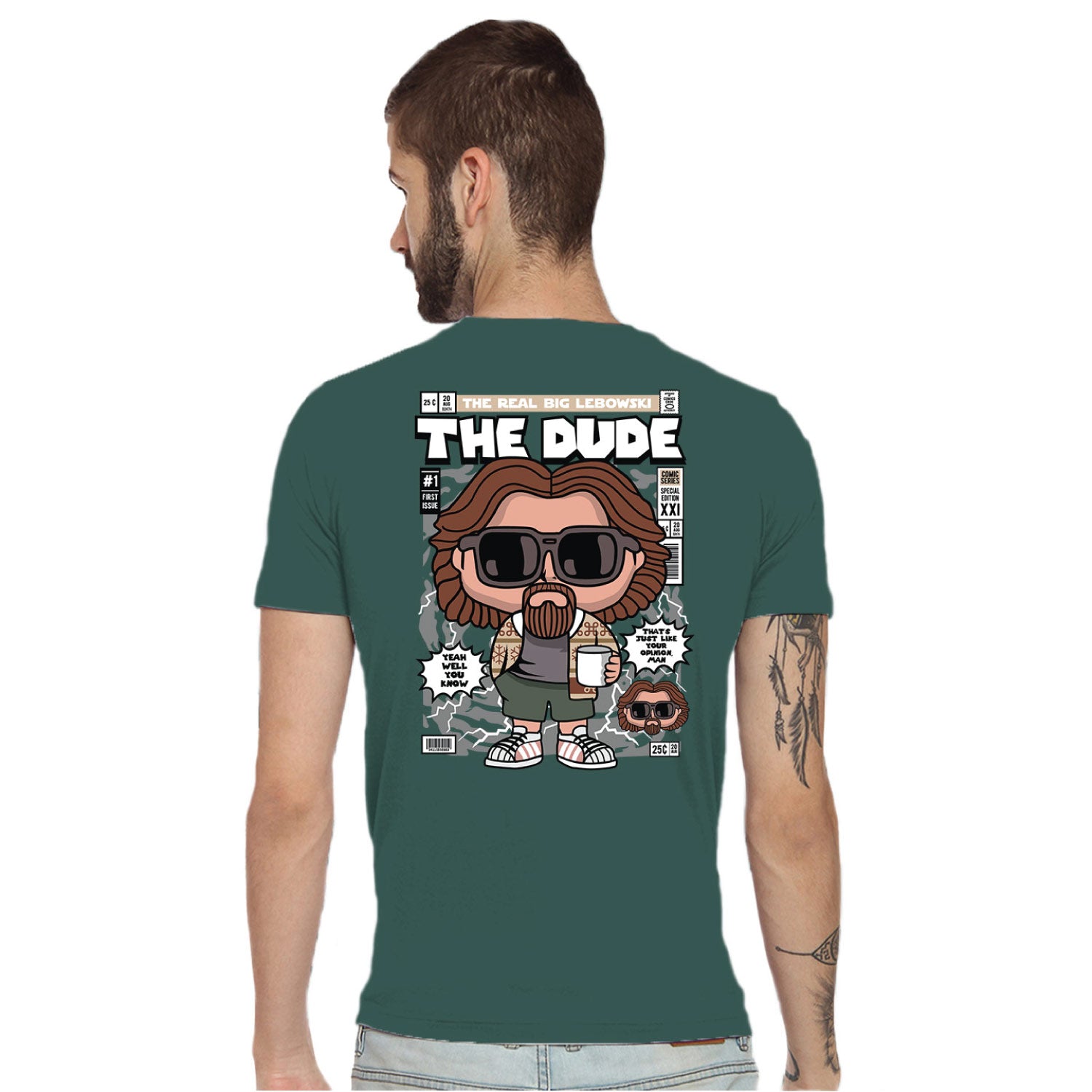 The Dude  Back Print – Tantra Original Brand Since 1997 – Unisex Cotton Tee Everyday Wear - Shipping Globally!