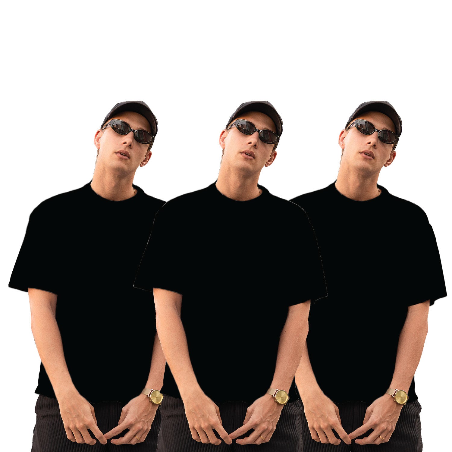 Pack of 3 Black Plain Oversize T-Shirts – Tantra Original Brand Since 1997 – Unisex Cotton Combo Everyday Wear - Shipping Globally!
