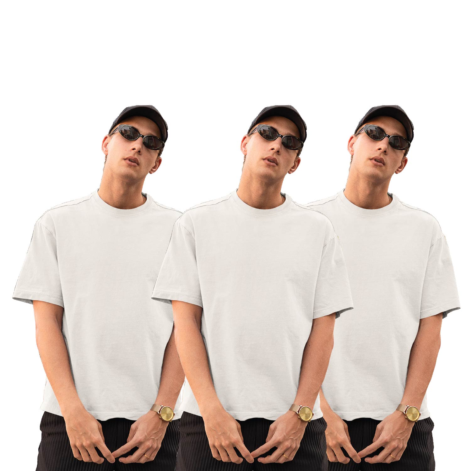 Pack of 3 White Plain Oversize T-Shirts – Tantra Original Brand Since 1997 – Unisex Cotton Combo Everyday Wear - Shipping Globally!