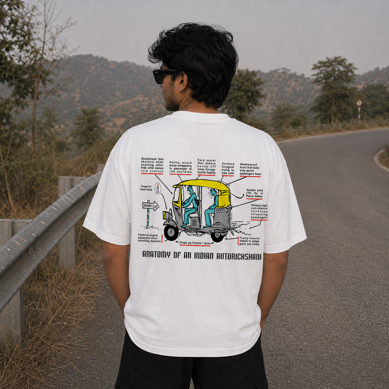 Autorickshaw Oversized Back Print Cotton Men's T-Shirt Casual Wear Tantra Original Since 1997