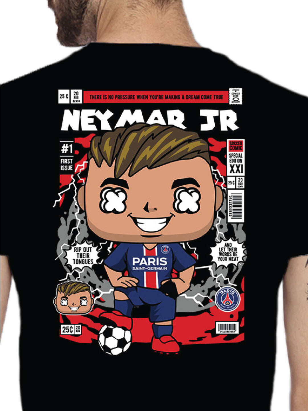 Neymar Jr Back Print – Tantra Original Brand Since 1997 – Unisex Cotton Tee Everyday Wear - Shipping Globally!