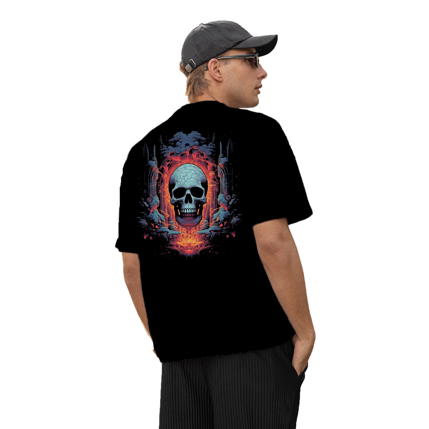 Skull Fire Oversize Back Print – Tantra Original Brand Since 1997 – Unisex Cotton Tee Everyday Wear - Shipping Globally!