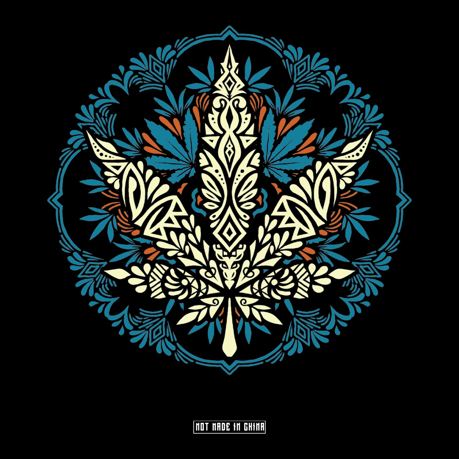 Mandala W Front & Back Graphic Polycotton Single Jersey Unisex T-Shirt Regular Fit Everyday Casual Wear