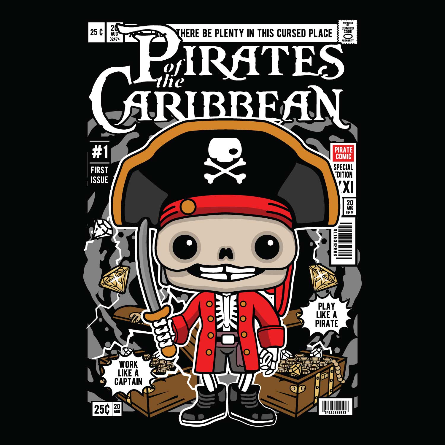Pirates Back Print – Tantra Original Brand Since 1997 – Unisex Cotton Tee Everyday Wear - Shipping Globally!