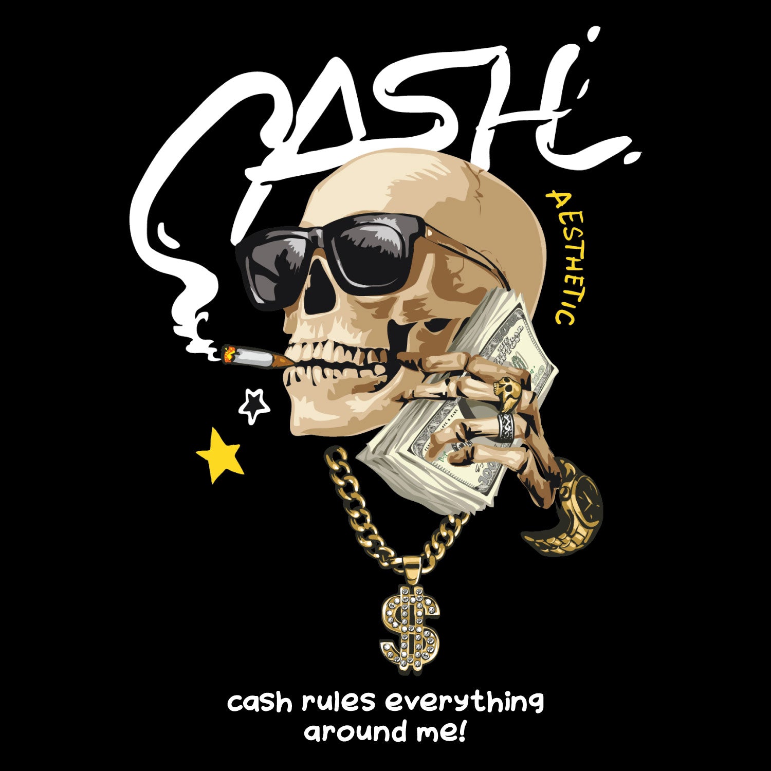 Cash Oversize Back Print – Tantra Original Brand Since 1997 – Unisex Cotton Tee Everyday Wear - Shipping Globally!