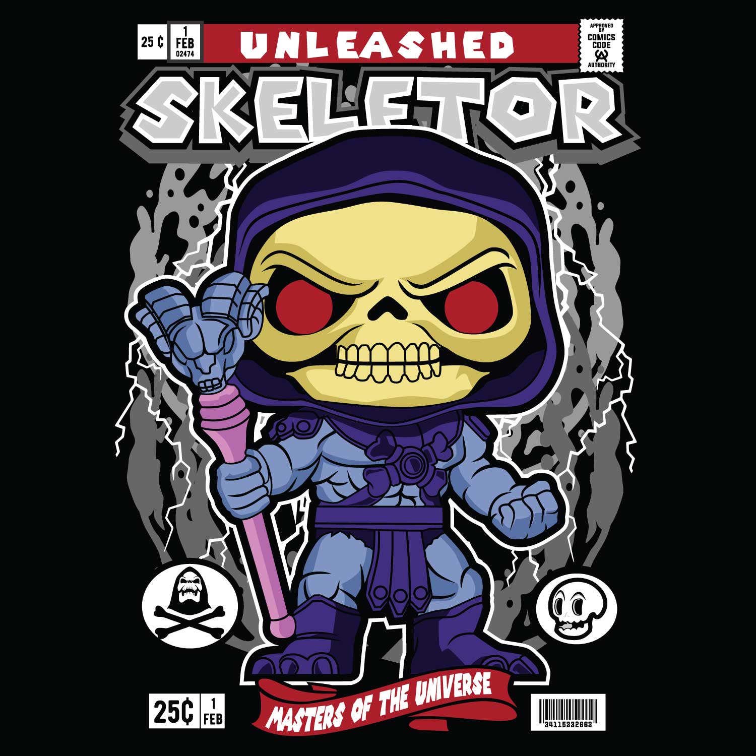 Skeletor Back Print – Tantra Original Brand Since 1997 – Unisex Cotton Tee Everyday Wear - Shipping Globally!