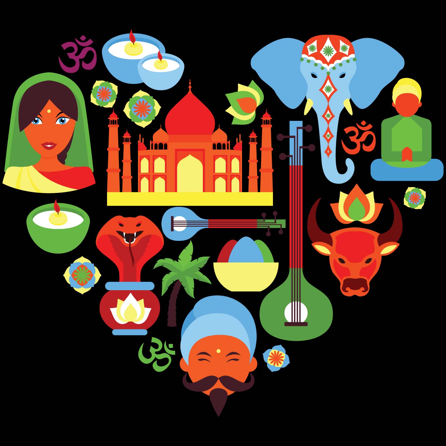 Heart India – Tantra Original Brand Since 1997 – Unisex Cotton Tee Everyday Wear - Shipping Globally!