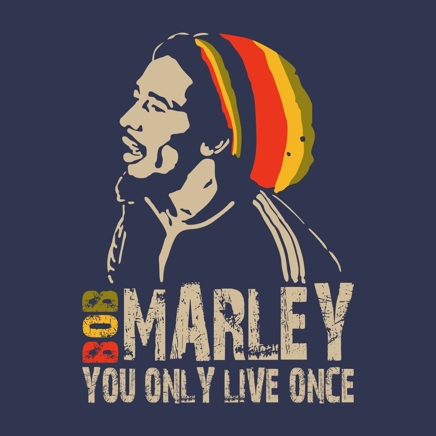 Bob Cap Men's Round Neck Printed T-Shirt - Shipping Globally!
