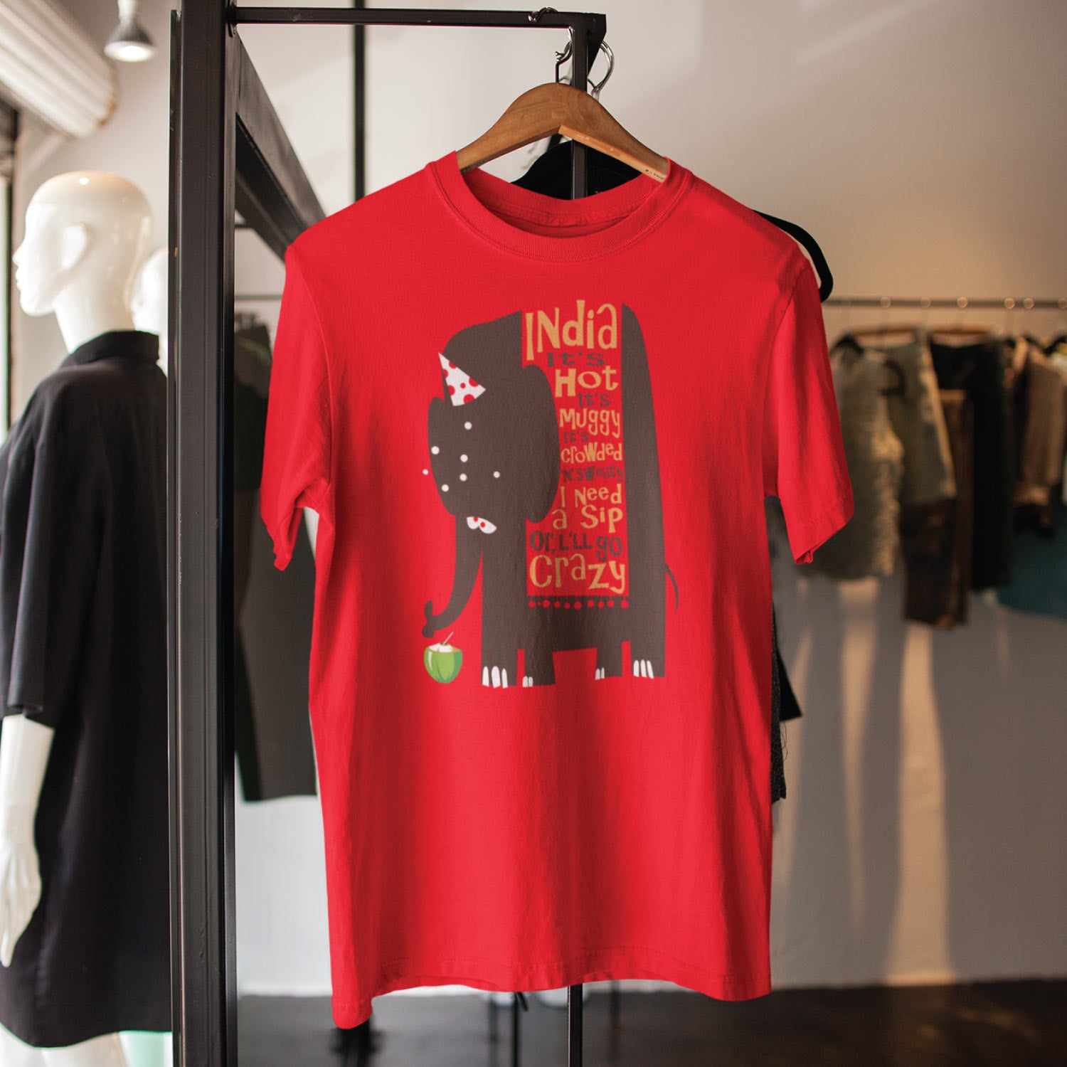 Coco Elephant – Tantra Original Brand Since 1997 – Unisex Cotton Tee Everyday Wear - Shipping Globally!