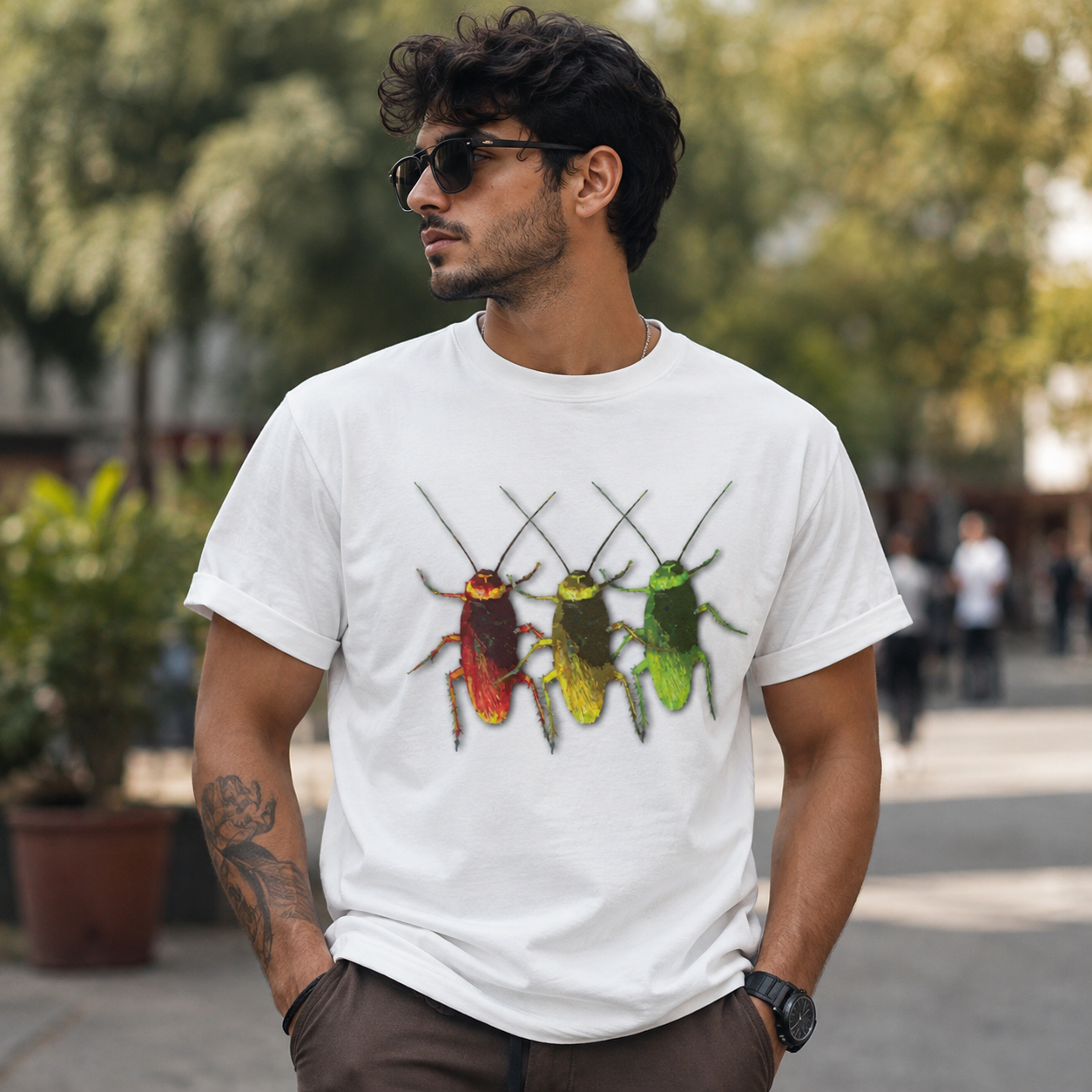 Three Color Cockroach Graphic Printed Unisex T-Shirt Original Since 1997 Shipping Globally