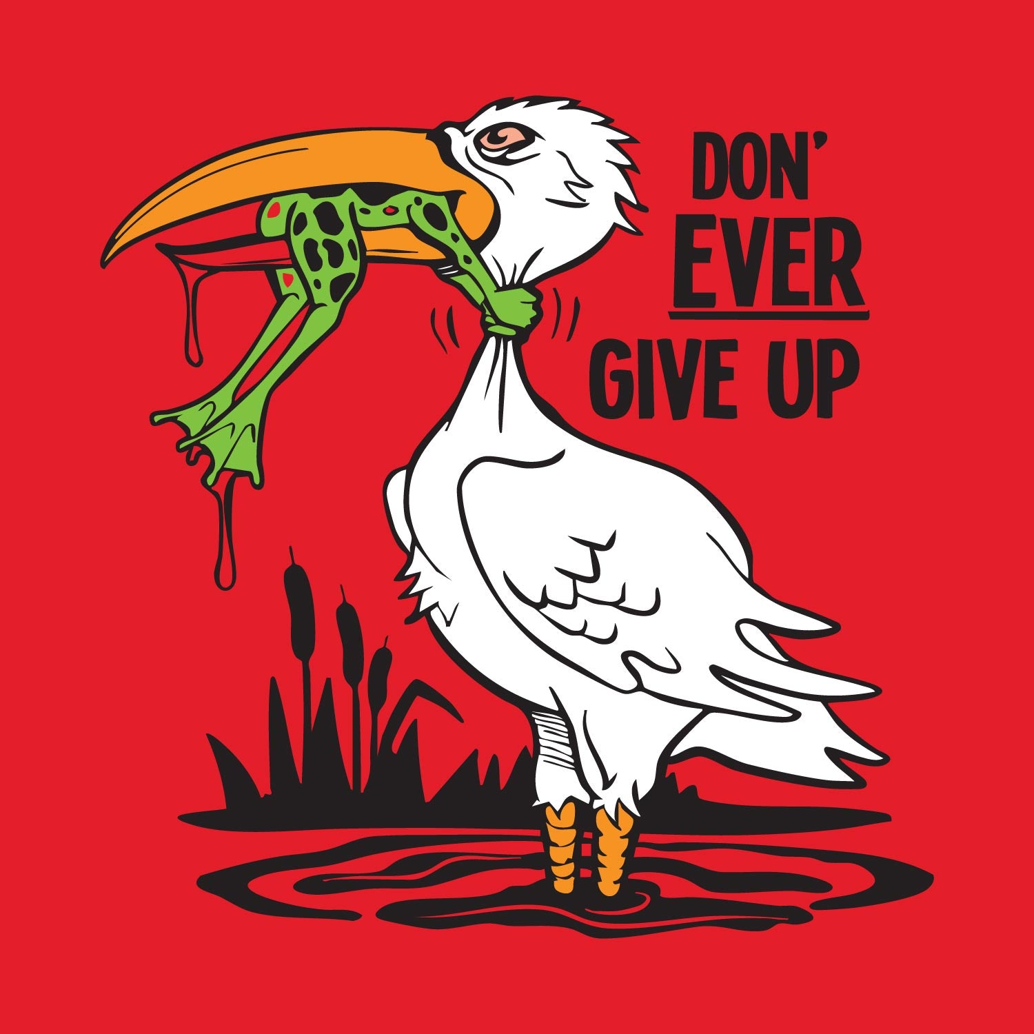 Tantra Don’t Ever Give Up - Graphic Print Regular Fit Half Sleeve Round Neck Cotton T-Shirt - Shipping Globally!