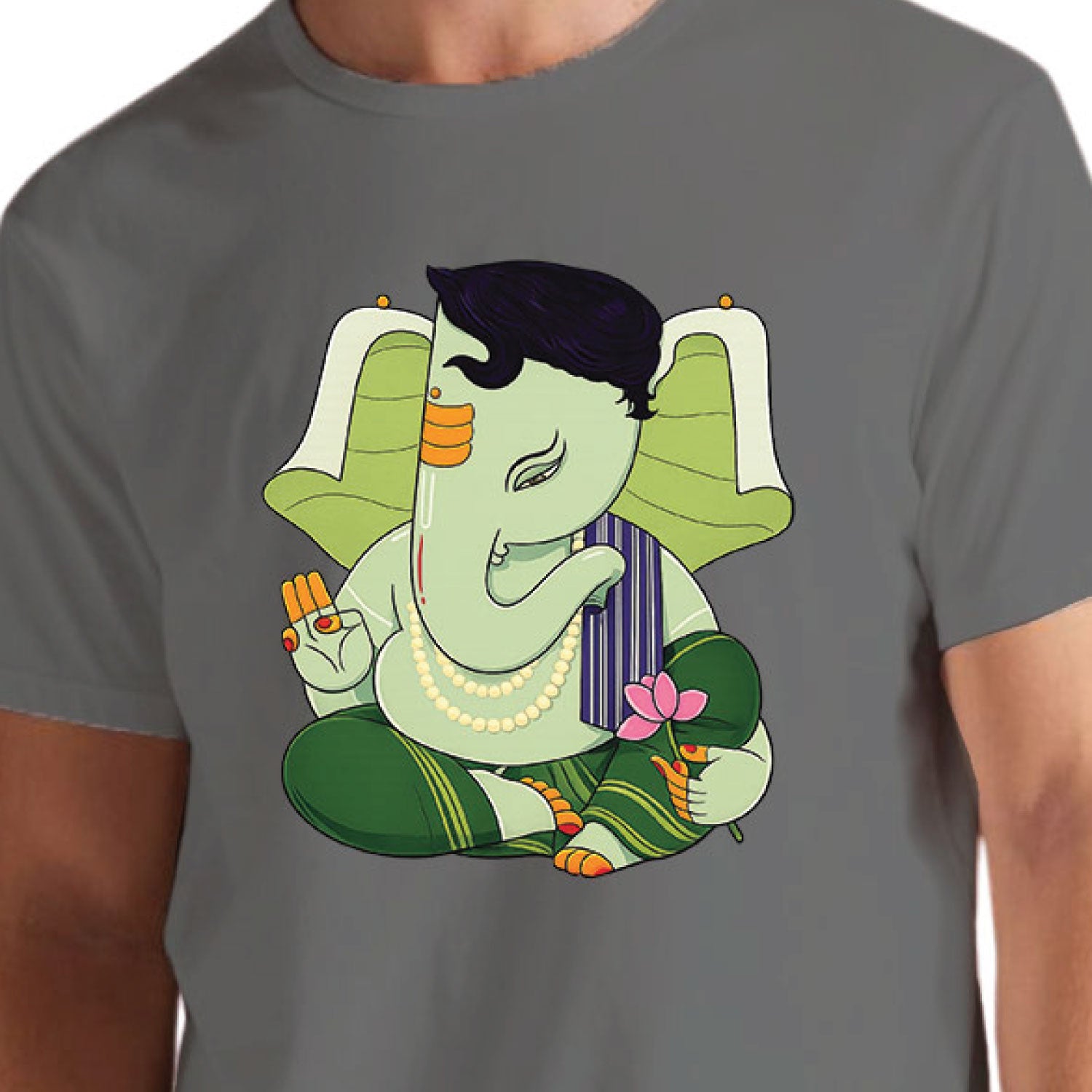 Ganesha Lotus 100% Cotton Unisex T-Shirt Everyday Casual Wear Original Since 1997 Shipping Globally