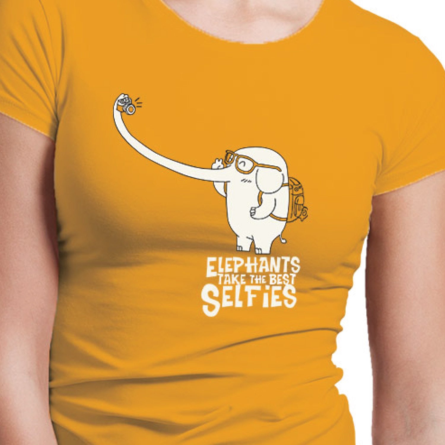 Tantra Elephant Selfie Women’s Cotton T-Shirt Everyday Casual Wear Original Since 1997 Shipping Globally