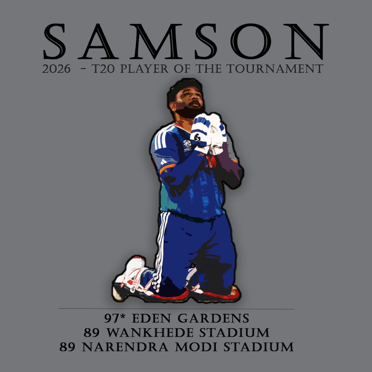 Tantra Samson Cricket Graphic Printed Cotton Unisex T-Shirt Sports Tribute Artwork Casual Regular Fit Original Since 1997