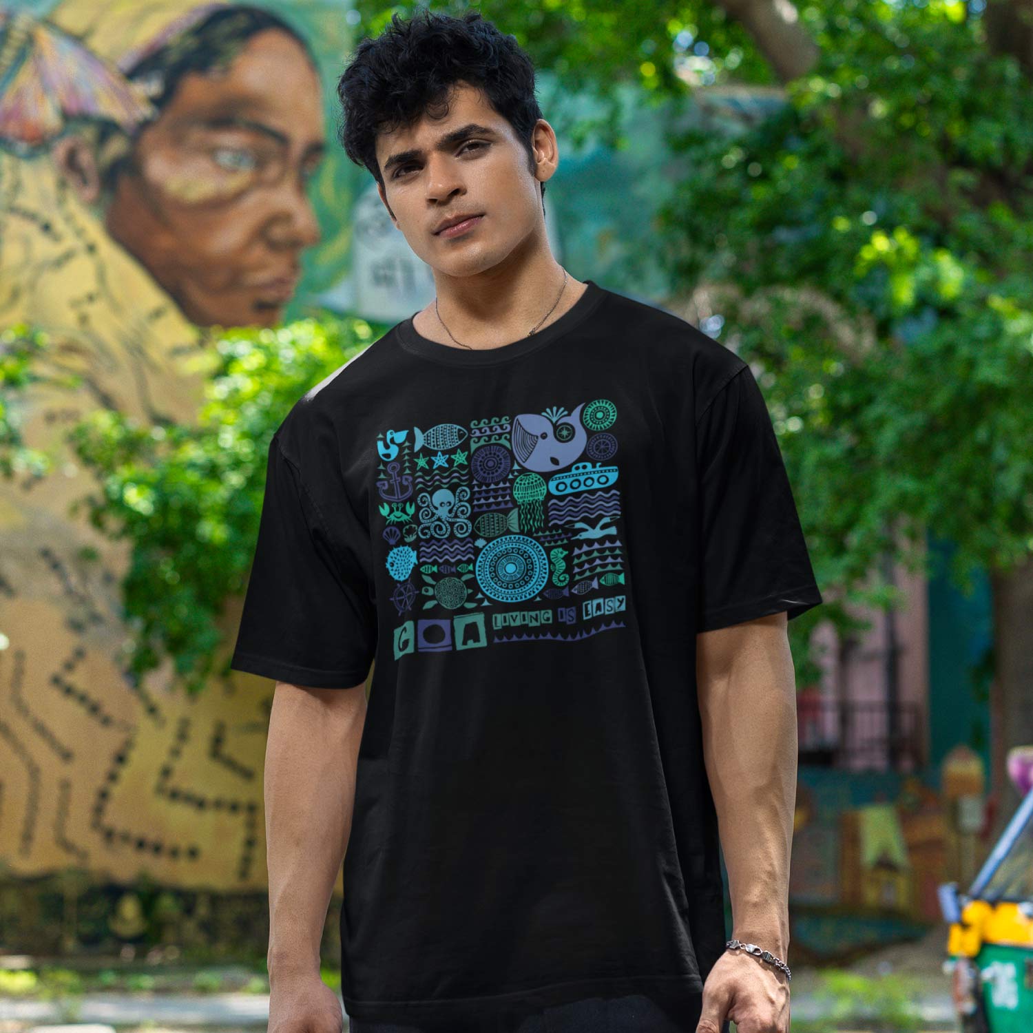 Goa Living Is Easy T-Shirt – Tantra Original Brand Since 1997 – Unisex Graphic Cotton Tee – Laid-Back & Beach Vibes Casual Wear - Shipping Globally!