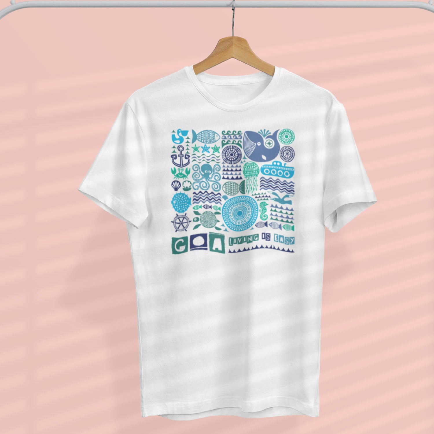Goa Living Is Easy T-Shirt – Tantra Original Brand Since 1997 – Unisex Graphic Cotton Tee – Laid-Back & Beach Vibes Casual Wear - Shipping Globally!