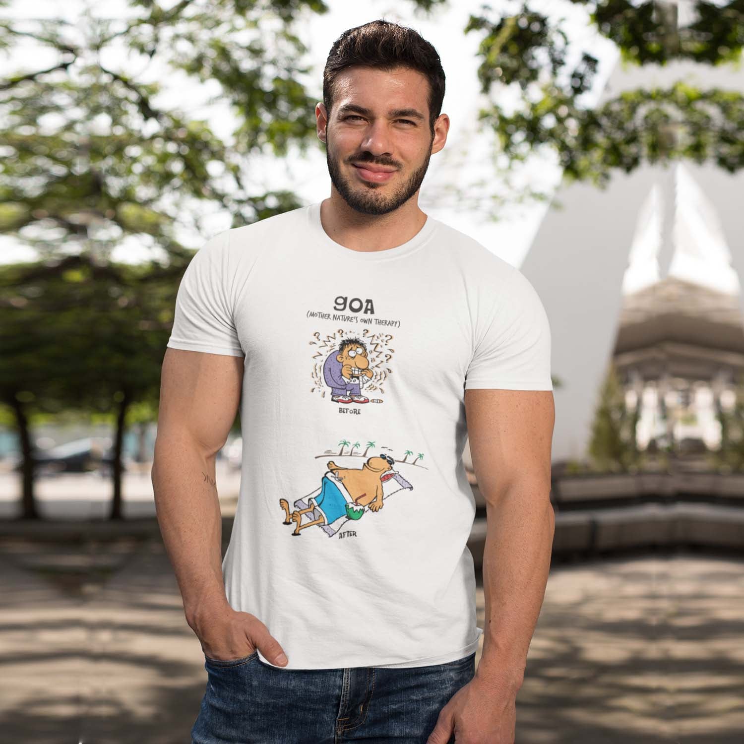 Tantra Goa : Before/After 100% Cotton Round Neck Printed Tshirt - Shipping Globally!