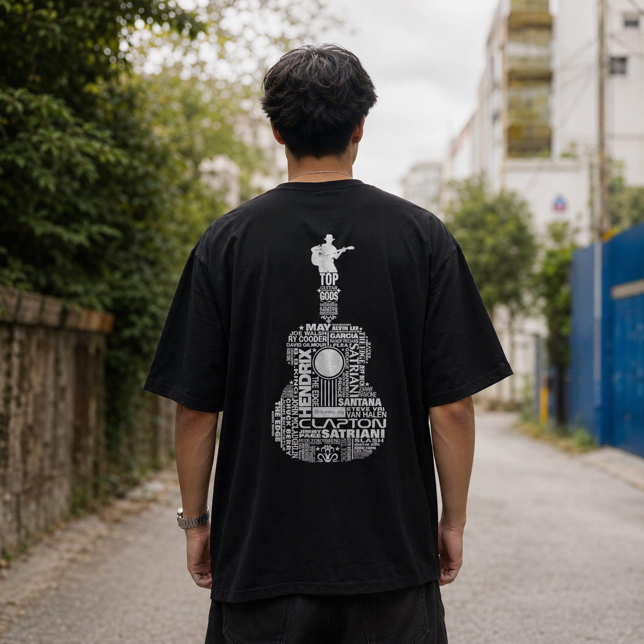 Guitar God Oversized Back Print Cotton Men's T-Shirt Casual Wear Tantra Original Since 1997