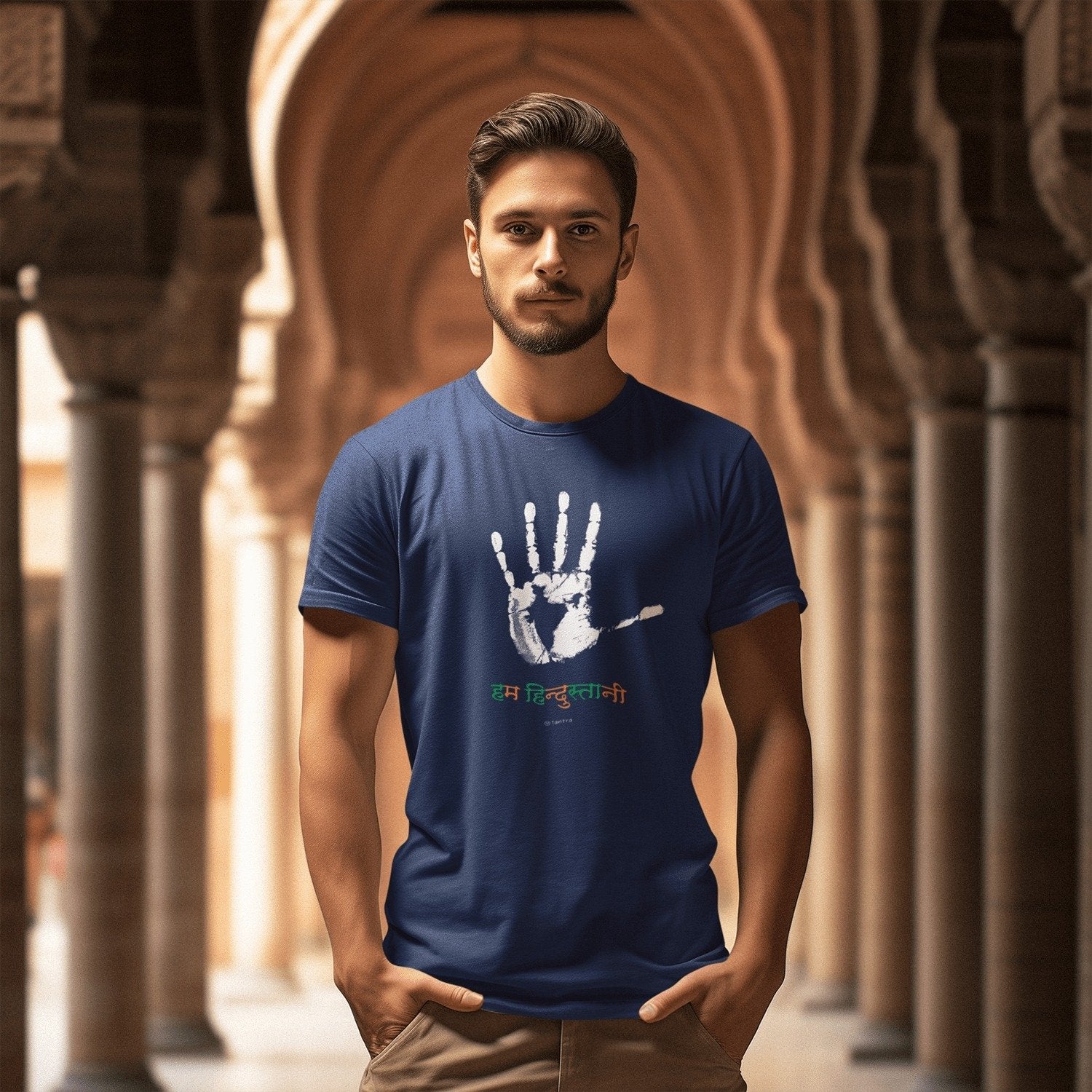 Hum Hindustani Men's Navy Blue T-Shirt - Shipping Globally!