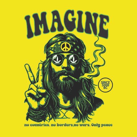 Hippy Men's Round Neck Printed T-Shirt - Shipping Globally!