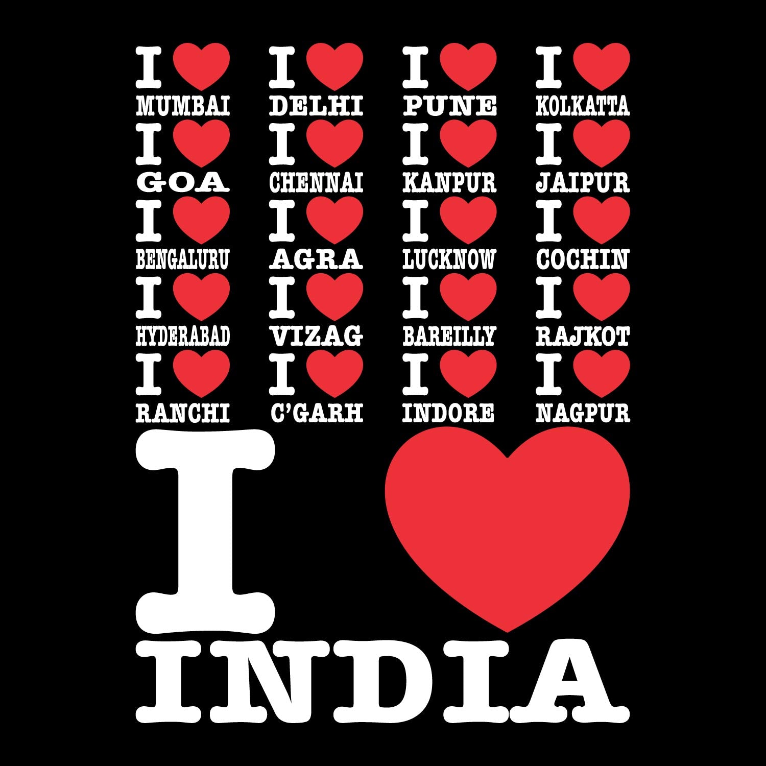 I Love City T-Shirt – Tantra Original Brand Since 1997 – Unisex Graphic Cotton Tee – Urban & Trendy Casual Wear - Shipping Globally!