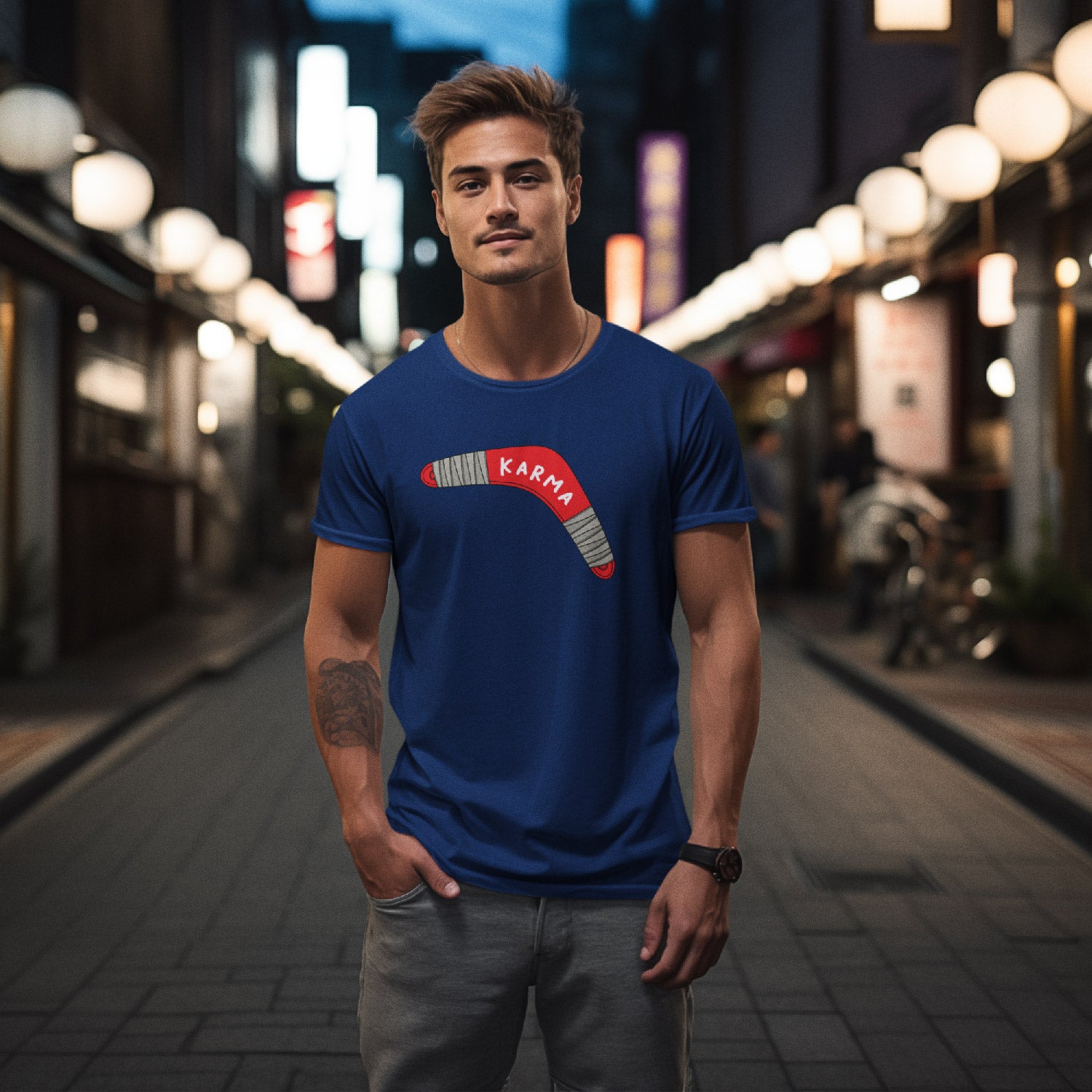 Tantra Karma - Graphic Print Regular Fit Half Sleeve Round Neck Cotton T-Shirt Black - Shipping Globally!