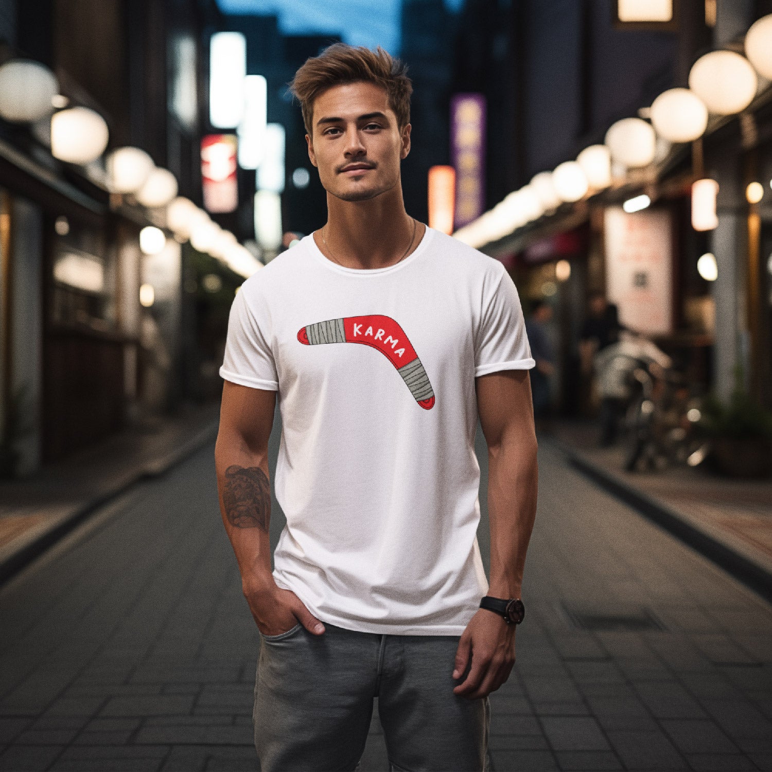 Tantra Karma - Graphic Print Regular Fit Half Sleeve Round Neck Cotton T-Shirt Black - Shipping Globally!