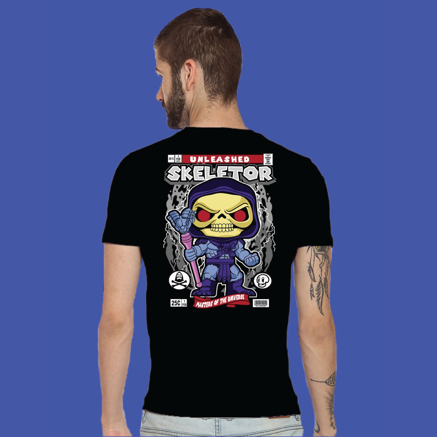 Skeletor Back Print – Tantra Original Brand Since 1997 – Unisex Cotton Tee Everyday Wear - Shipping Globally!