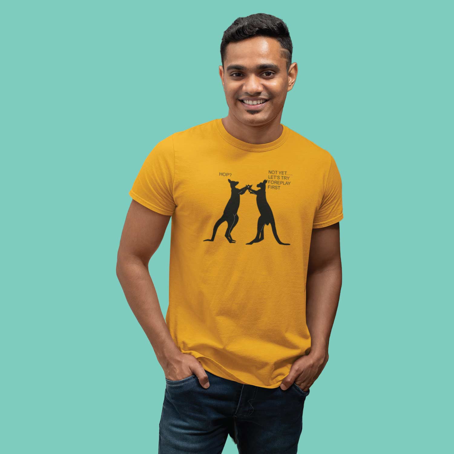 Hop - Tantra Original Brand Since 1997 - Unisex Graphic Cotton Tee - Funny Kangaroo Foreplay Wear - Shipping Globally!