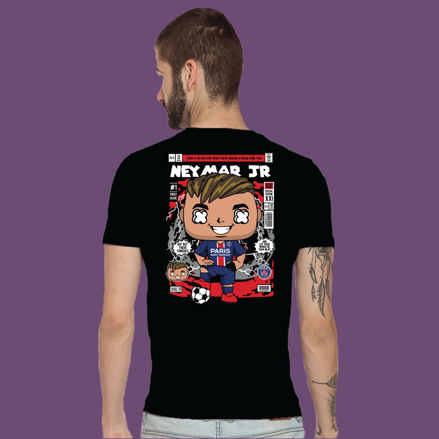 Neymar Jr Back Print – Tantra Original Brand Since 1997 – Unisex Cotton Tee Everyday Wear - Shipping Globally!