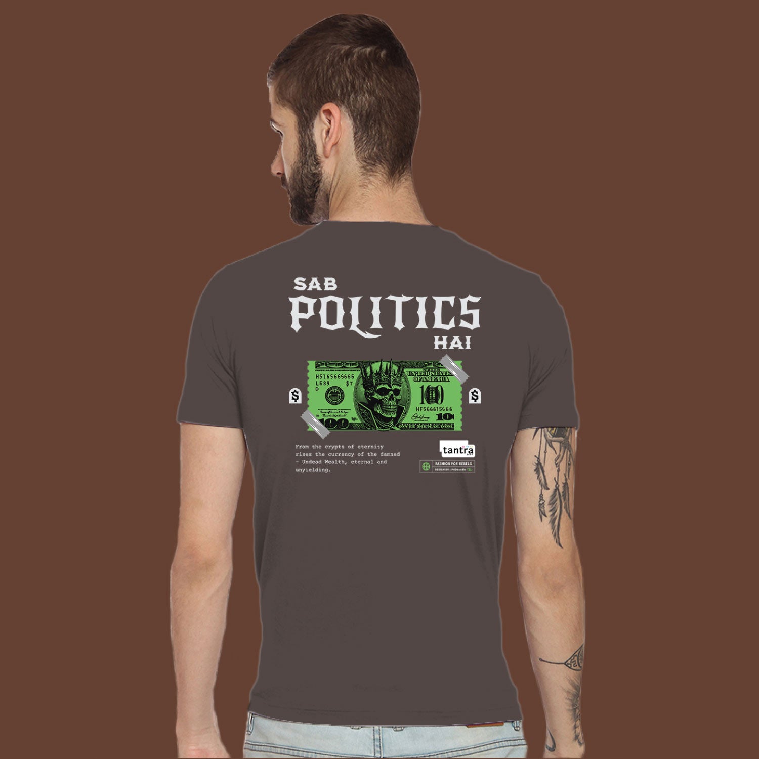 Sab Politics Hai Back Print – Tantra Original Brand Since 1997 – Unisex Cotton Tee Everyday Wear - Shipping Globally!