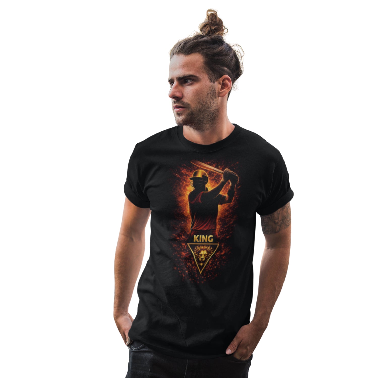 Tantra King Cricket Graphic Print Cotton Unisex Batting Sports T-shirt Regular Fit Original Since 1997