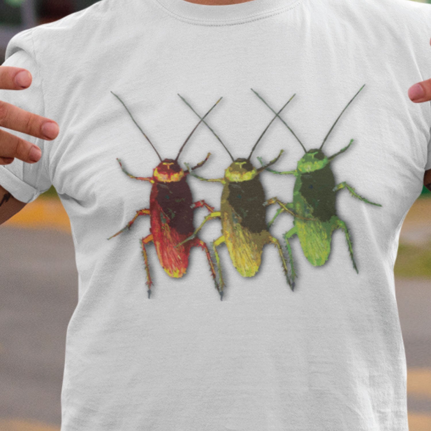 Three Color Cockroach Graphic Printed Unisex T-Shirt Original Since 1997 Shipping Globally