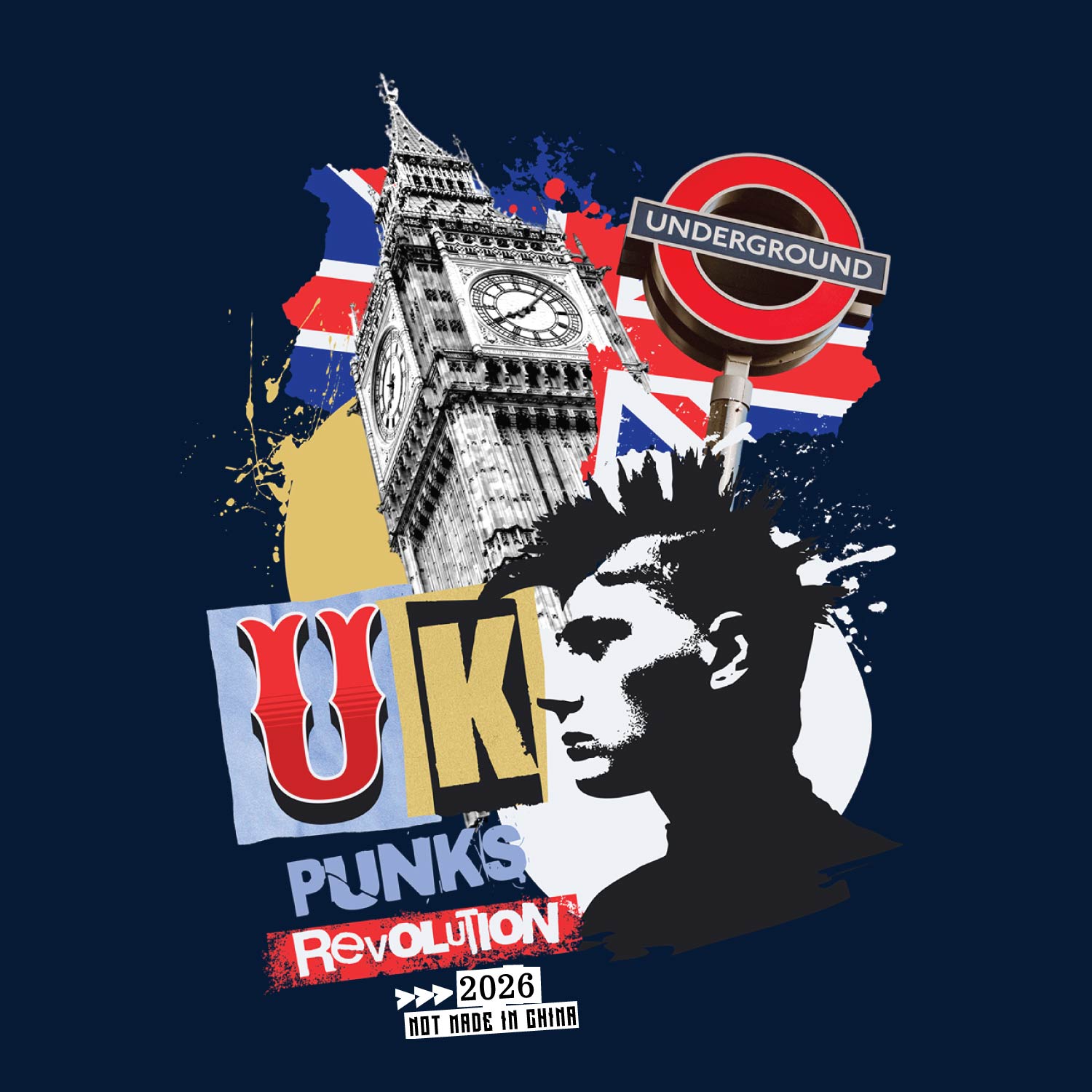 Ponks U.K. Front & Back Graphic Polycotton Single Jersey Unisex T-Shirt Regular Fit Everyday Casual Wear