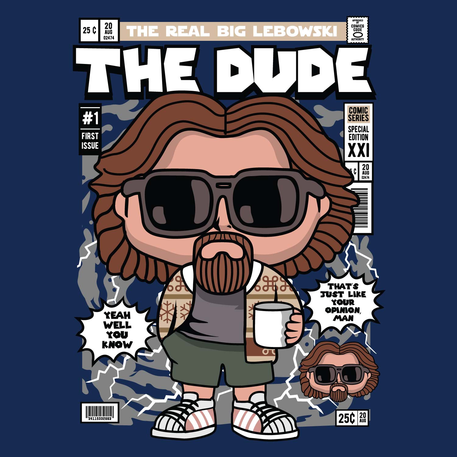 The Dude  Back Print – Tantra Original Brand Since 1997 – Unisex Cotton Tee Everyday Wear - Shipping Globally!