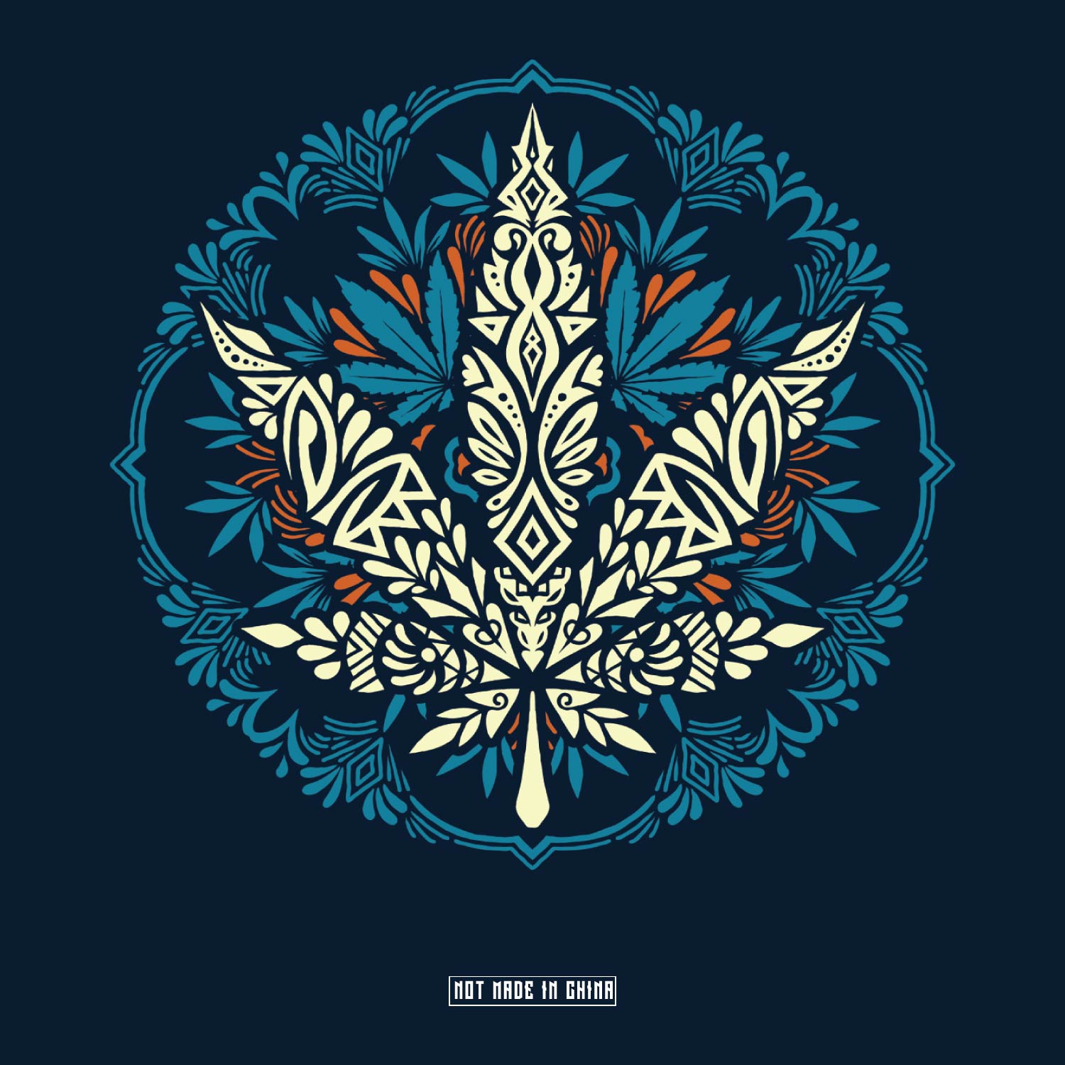 Mandala W Front & Back Graphic Polycotton Single Jersey Unisex T-Shirt Regular Fit Everyday Casual Wear