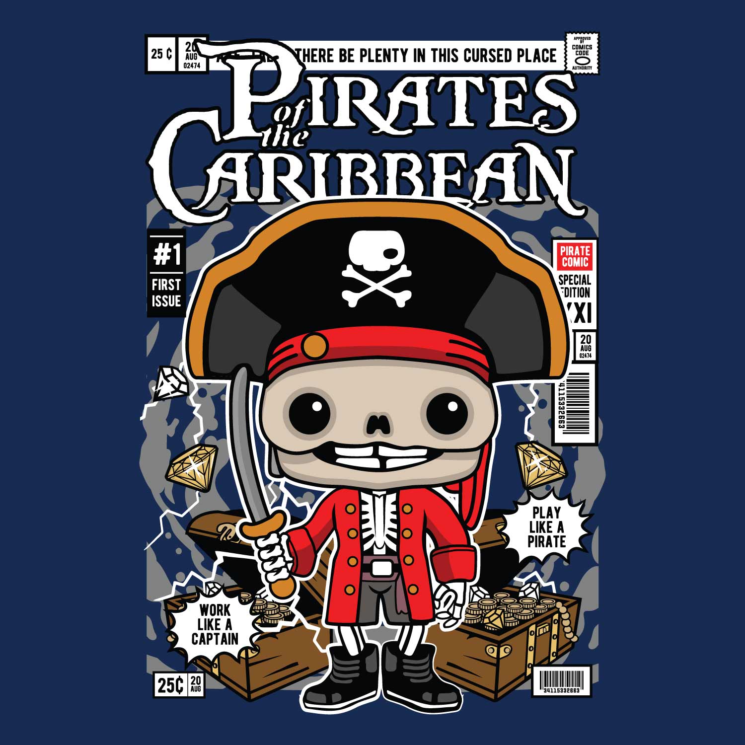 Pirates Back Print – Tantra Original Brand Since 1997 – Unisex Cotton Tee Everyday Wear - Shipping Globally!