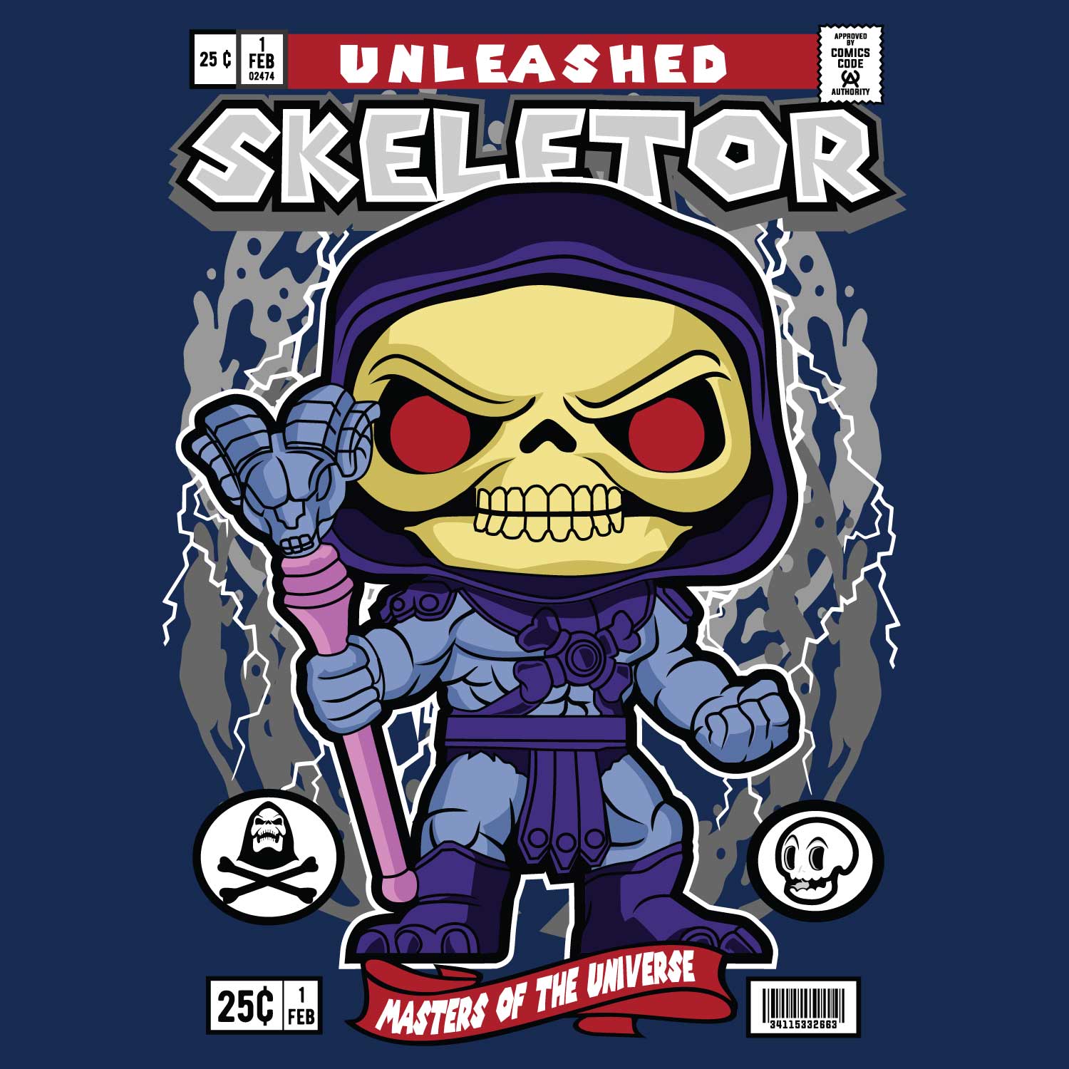 Skeletor Back Print – Tantra Original Brand Since 1997 – Unisex Cotton Tee Everyday Wear - Shipping Globally!
