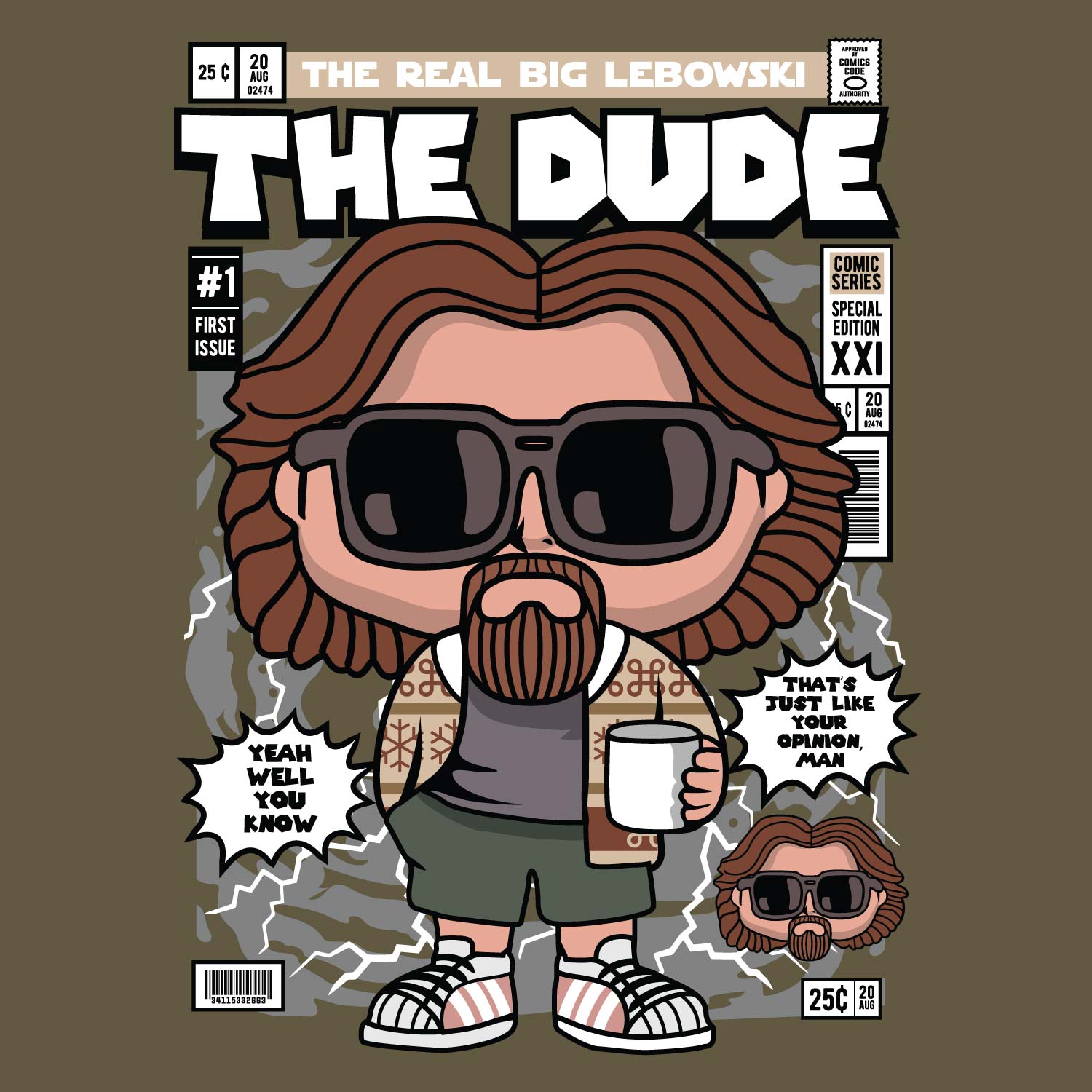The Dude  Back Print – Tantra Original Brand Since 1997 – Unisex Cotton Tee Everyday Wear - Shipping Globally!