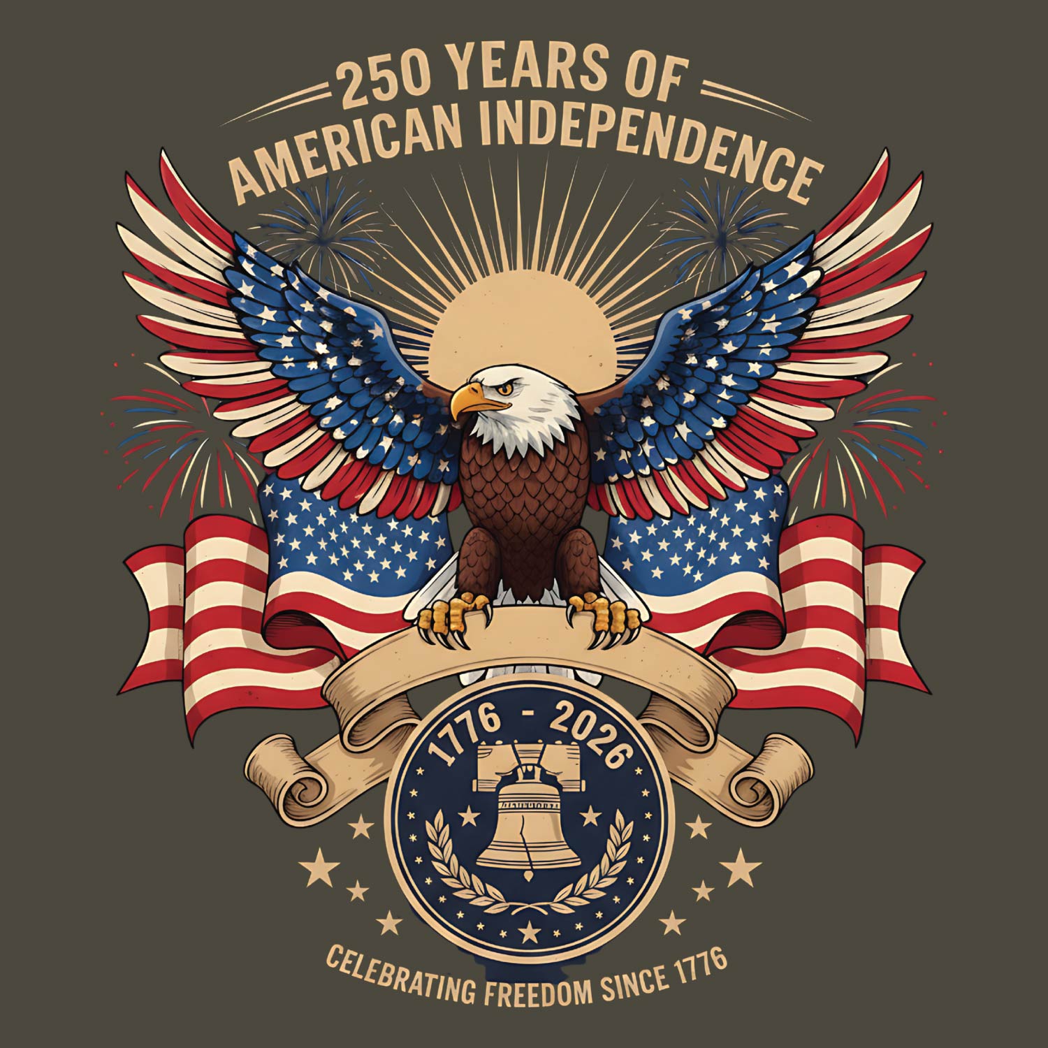 Tantra 250 Years Strong 1776-2026 Cotton Unisex T-Shirt Black Round Neck Everyday Casual Wear Original Since 1997 Shipping Globally